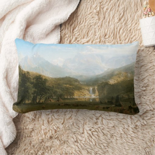 Rocky Mountains, Lander's Peak by Albert Bierstadt Lumbar Pillow Zazzle