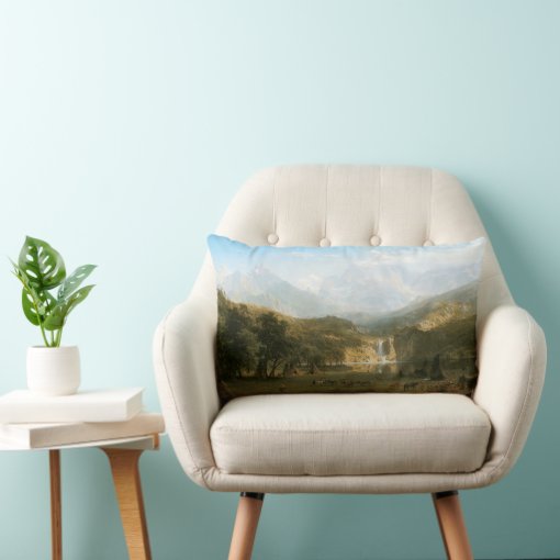 Rocky Mountains, Lander's Peak by Albert Bierstadt Lumbar Pillow Zazzle
