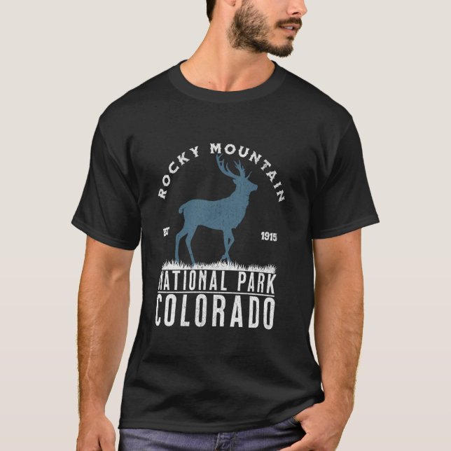 Rocky Mountains National Park Colorado Elk Design  T-Shirt (Front)