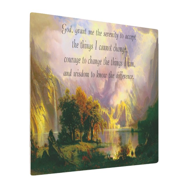 Rocky mountains  serenity prayer metal print (Angled)