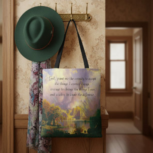 Rocky mountains serenity prayer tote bag