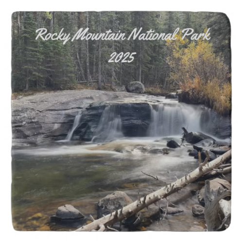 Rocky Mountains Waterfall Photo and Date Trivet