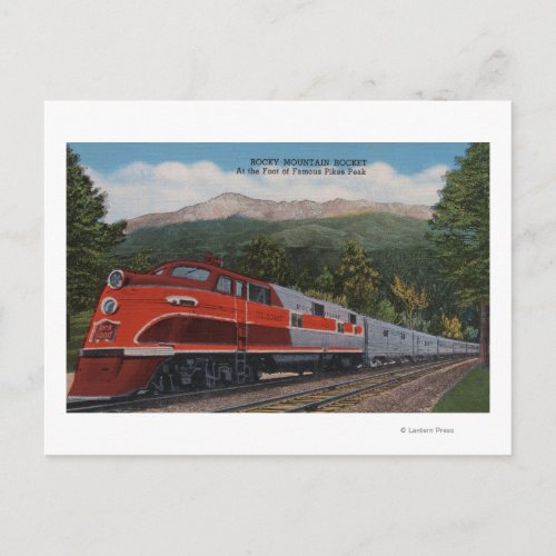 Rocky Mt Rocket Train Pikes Peak Colorado Postcard