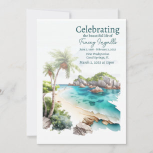 Rocky Ocean Beach Funeral Celebration of Life Invitation