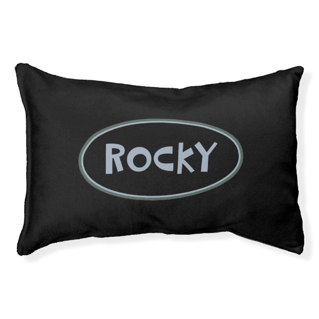 Rocky Personalized Black Pet Bed (Front)
