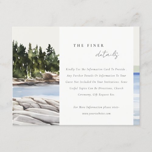 Rocky Pine Mountain Seascape Wedding Details Enclosure Card