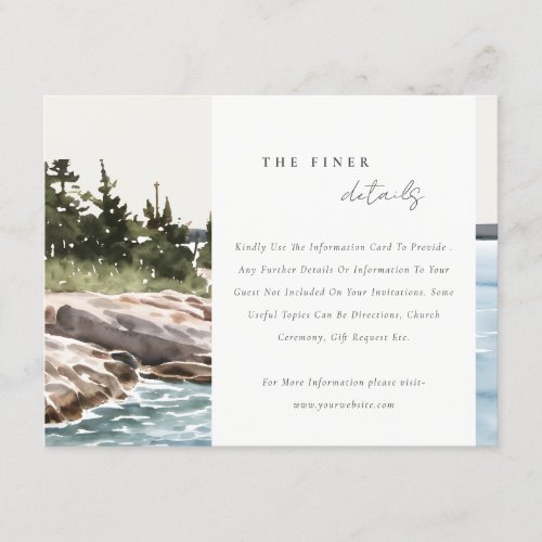 Rocky Pine Mountain Seascape Wedding Details Enclosure Card
