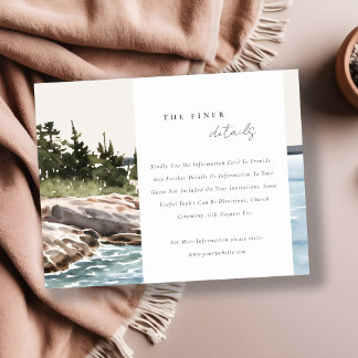 Rocky Pine Mountain Seascape Wedding Details Enclosure Card