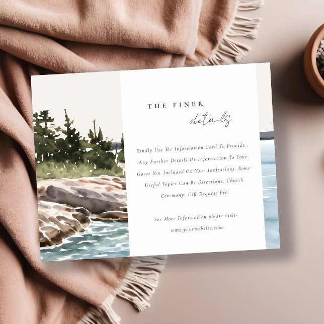 Rocky Pine Mountain Seascape Wedding Details Enclosure Card (Creator Uploaded)