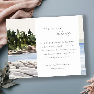 Rocky Pine Mountain Seascape Wedding Details Enclosure Card