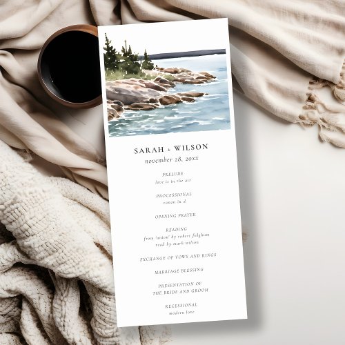 Rocky Pine Mountain Seascape Wedding Program