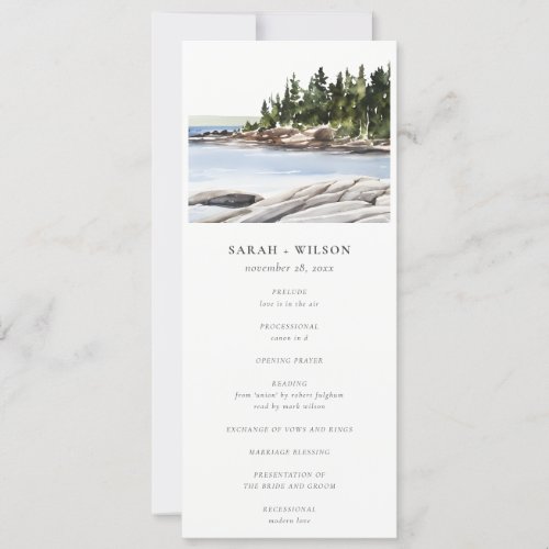 Rocky Pine Mountain Seascape Wedding Program