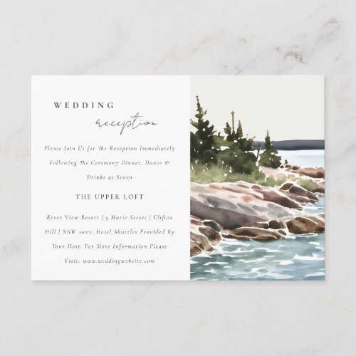 Rocky Pine Mountain Seascape Wedding Reception Enclosure Card