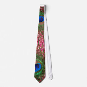 Rocky Pink Peacock Feather Tie