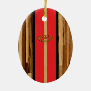 Rocky Point Hawaiian Engineered FauxWood Surfboard Ceramic Ornament