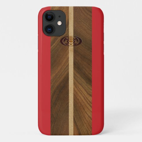 Rocky Point Hawaiian Faux Wood Surfboard iPhone 11 Case