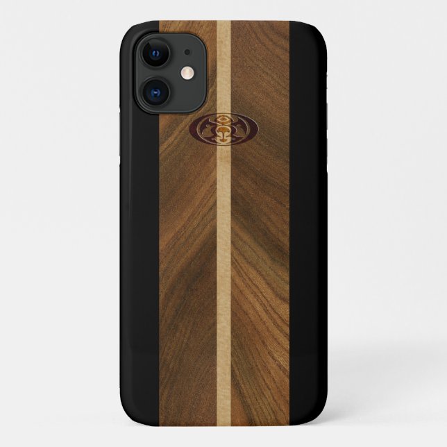 Rocky Point Hawaiian Faux Wood Surfboard Case-Mate iPhone Case (Back)