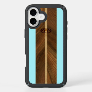 Rocky Point Hawaiian Faux Wood Surfboard iPhone 16 Plus Case