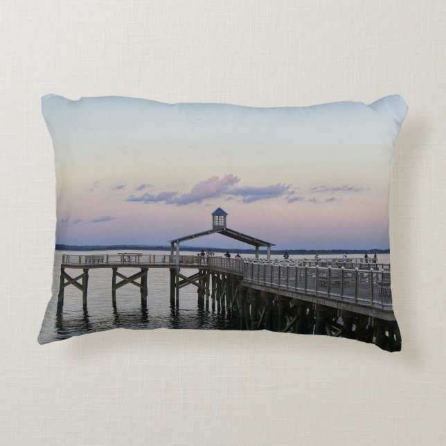 Rocky Point Park Fishing Pier Accent Pillow (Back)