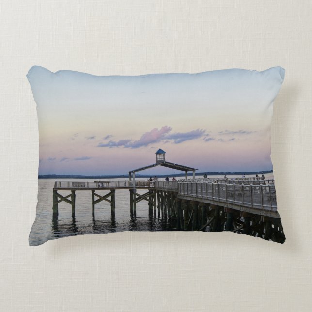 Rocky Point Pier Old & New Accent Pillow (Front)