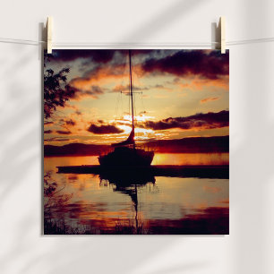 Rocky Point Sailboat at Sunset Photo Poster