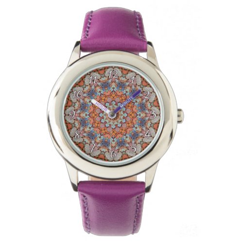 Rocky Roads Rustic Orange Vintage Kaleidoscope Watch