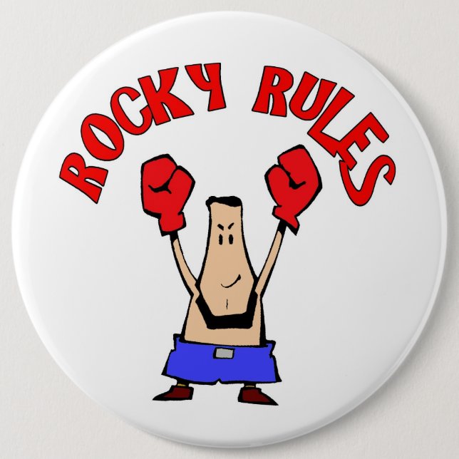 Rocky Rules, Boxer Pinback Button (Front)