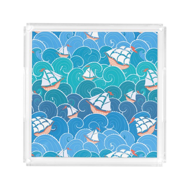 Rocky Sea Pattern Acrylic Tray (Front)