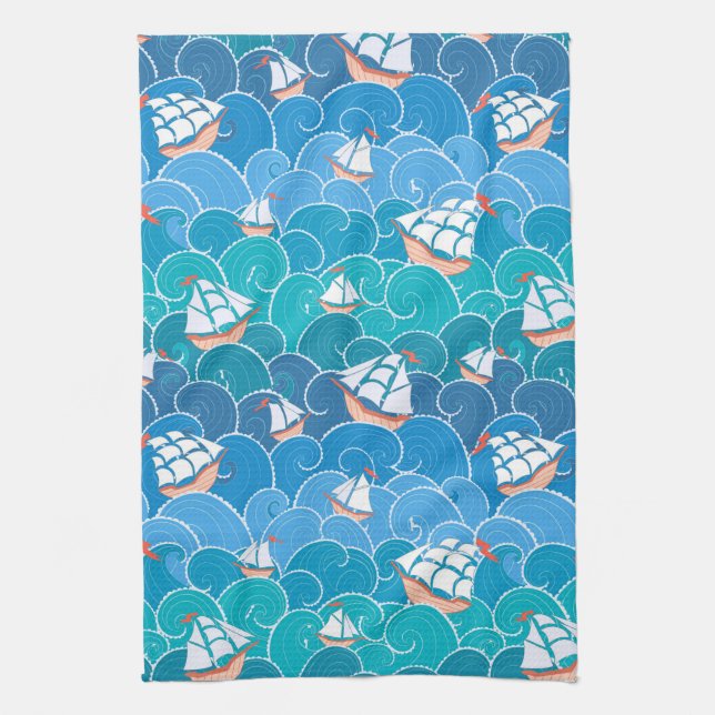 Rocky Sea Pattern Kitchen Towel (Vertical)