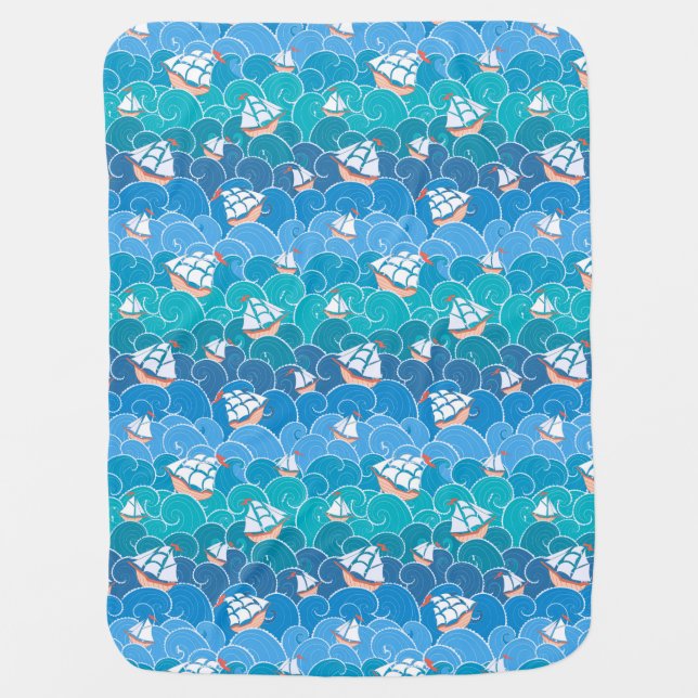 Rocky Sea Pattern Receiving Blanket (Front)