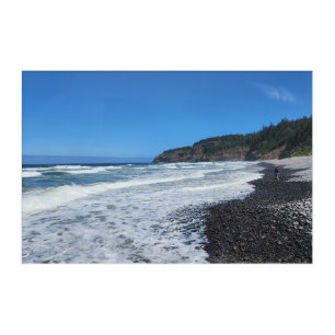 Rocky shore ocean waves art