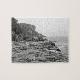 Rocky Shoreline  Black and White Photo Puzzle