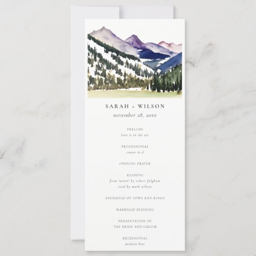 Rocky Snow Mountain Landscape Wedding Program