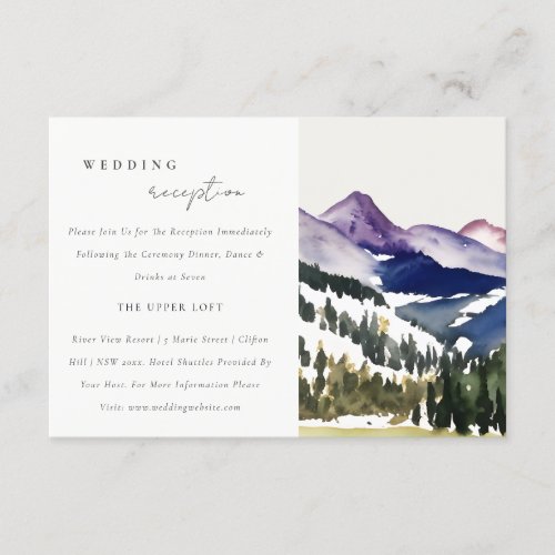 Rocky Snow Mountain Landscape Wedding Reception Enclosure Card