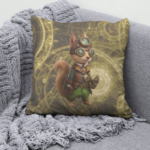 Rocky   Steampunk Squirrel Throw Pillow
