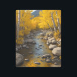 Rocky Stream With Gold Aspen Trees, Vs 2 Painting Metal Print<br><div class="desc">A digital oil painting of a rocky,  slow flowing stream amid aspens with gold leaves in the Rocky Mountains. Version 2.</div>