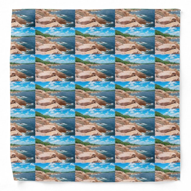 Rocky Summer Seascape Acadia National Park Maine Bandana (Front)