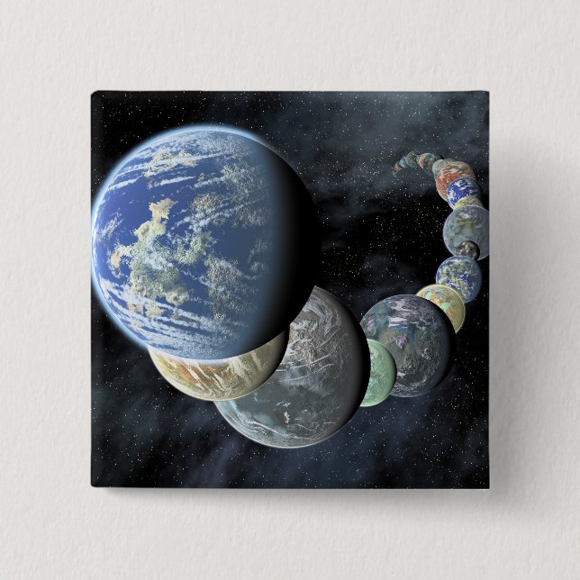 Rocky, terrestrial worlds pinback button (Front)