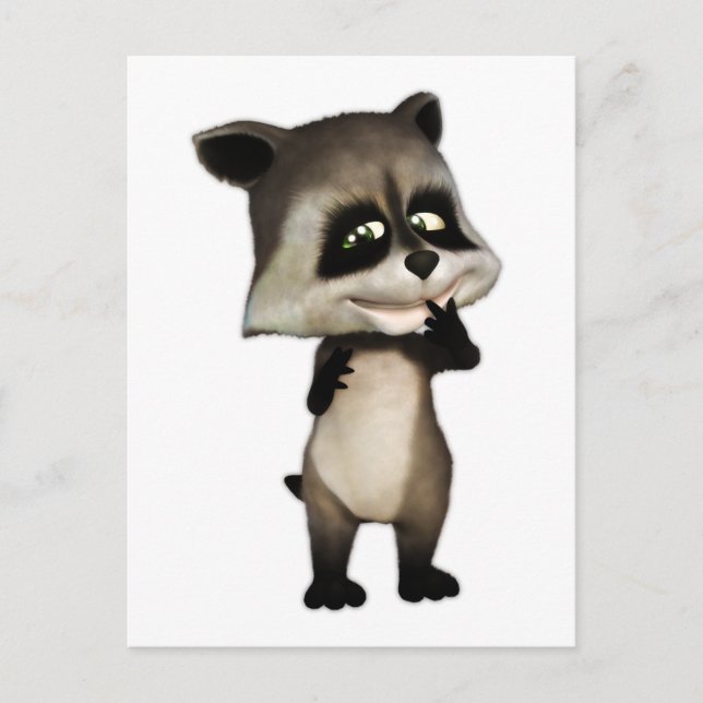 Rocky the Cute Cartoon Raccoon Postcard (Front)
