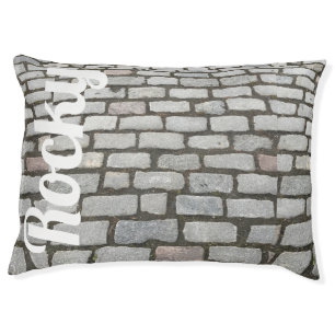Rocky the Dog Gray Cobblestone Stone Brick Rock Pet Bed