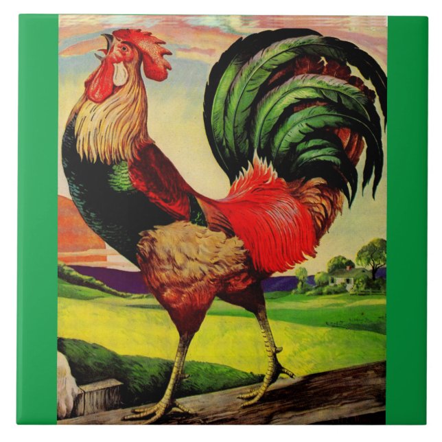 Rocky the Handsome Rooster Ceramic Tile (Front)