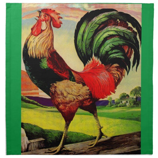 Rocky the Handsome Rooster Cloth Napkin (Front)