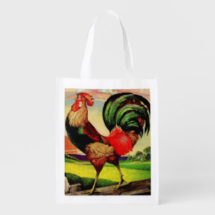 Rocky the Handsome Rooster Grocery Bag