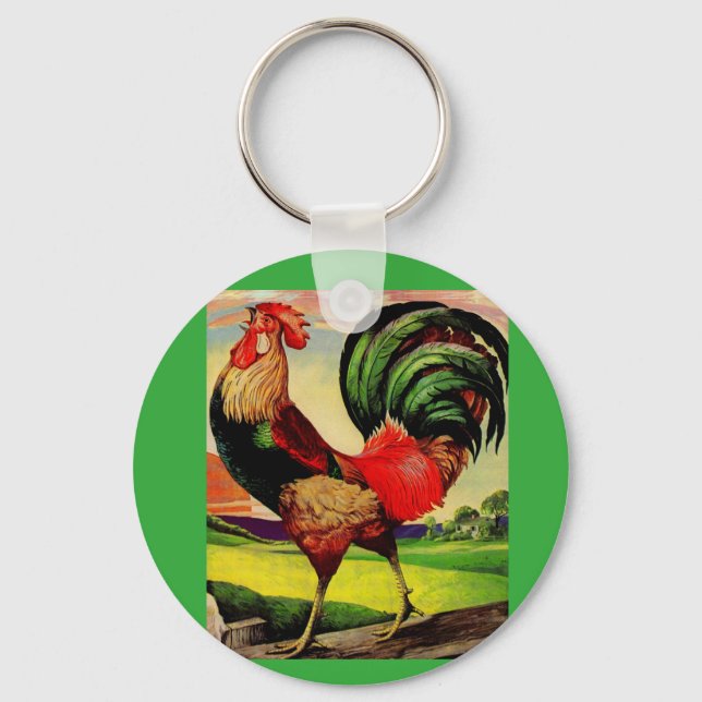 Rocky the Handsome Rooster Keychain (Front)