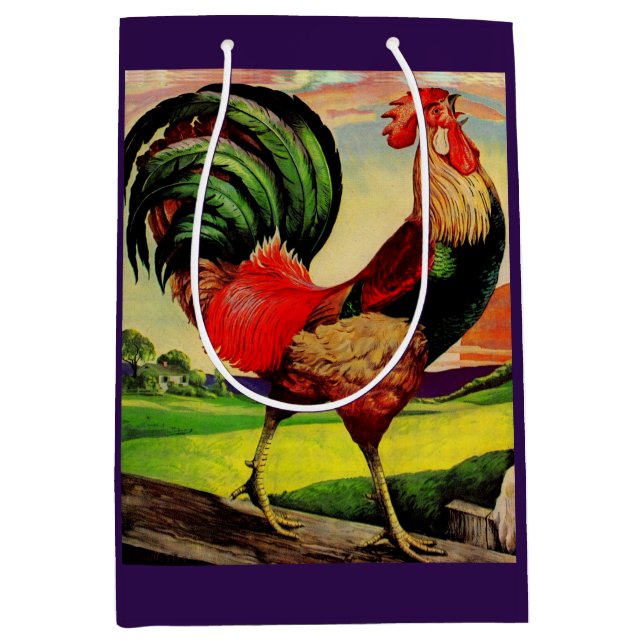 Rocky the Handsome Rooster Medium Gift Bag (Front)