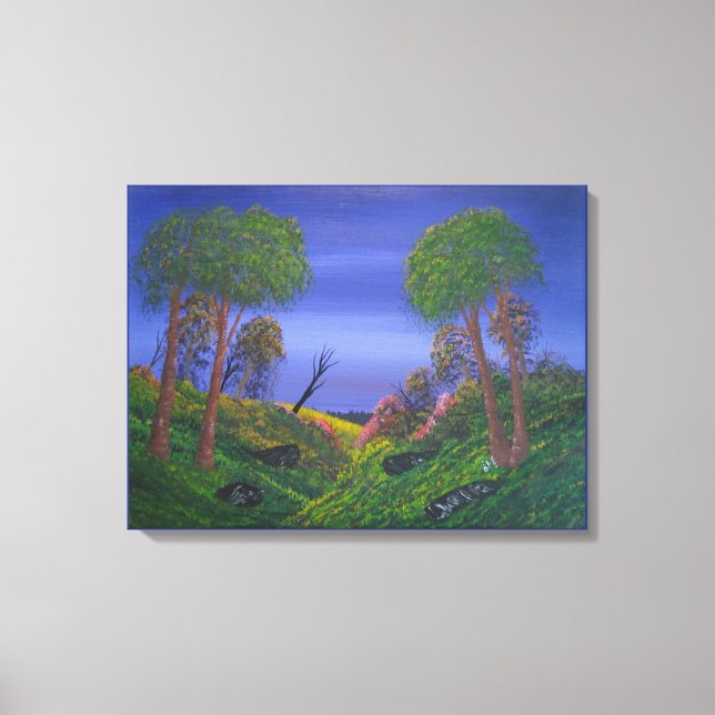 Rocky Valley Blue Sky Colorful Landscape Canvas Print (Front)