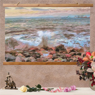 Rocky Waves 0742 Hanging Tapestry