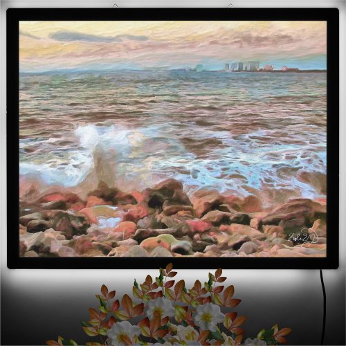 Rocky Waves 0742 LED Art Print