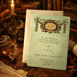 Rococo 1691 Crest Monogram Customizable Colors Invitation