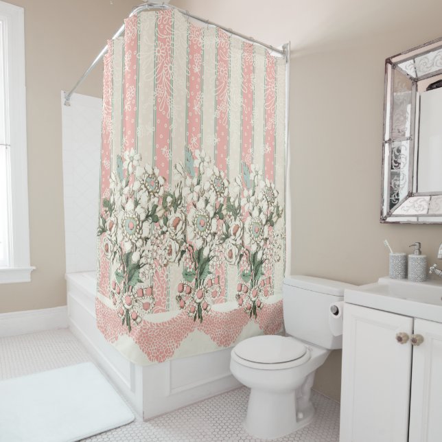 Rococo Bath Accessories Shower Curtain Bouquet (In Situ)